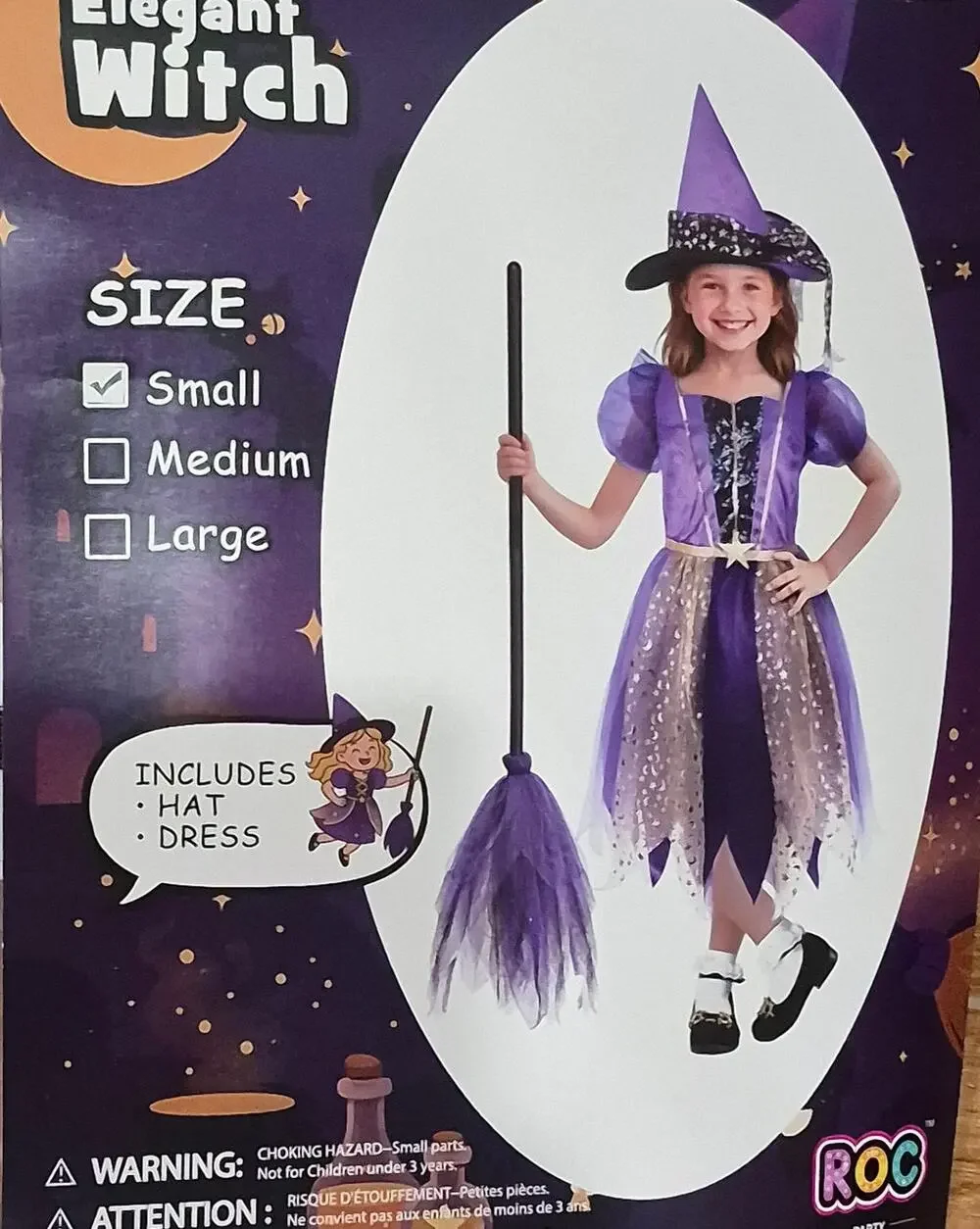 NEW Halloween Costume purple glitter elegant Witch Costume Girls size small